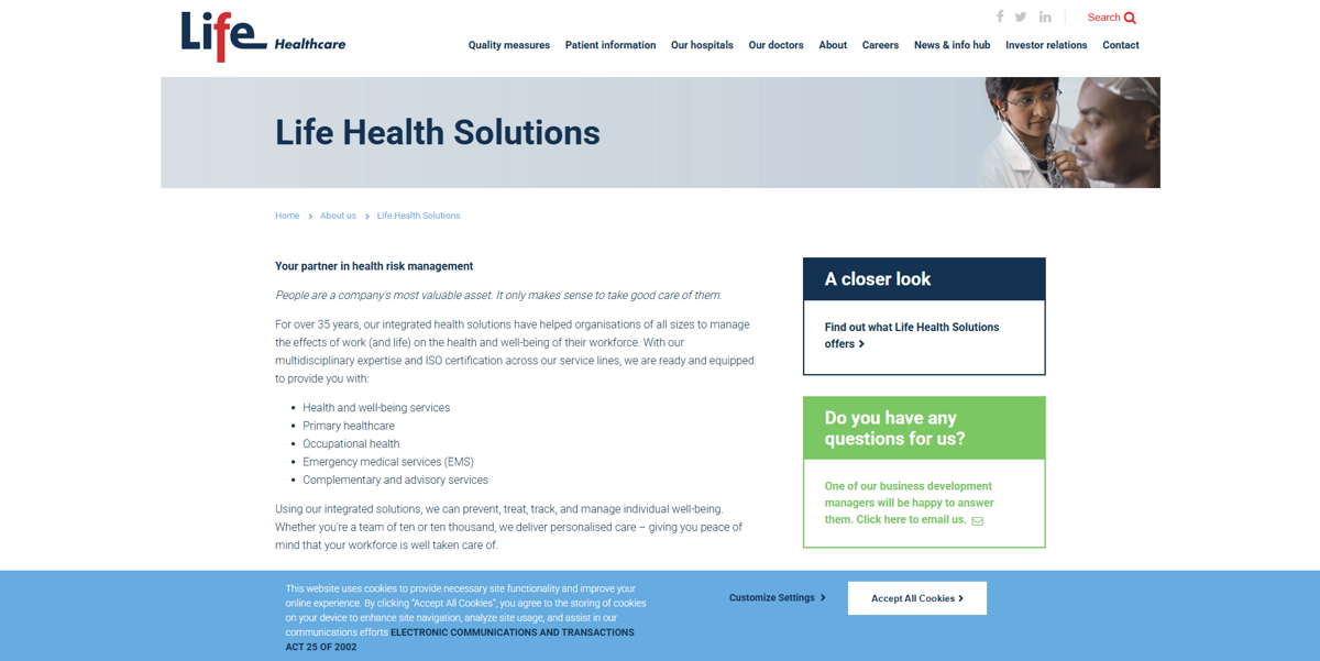 Life Healthcare web app